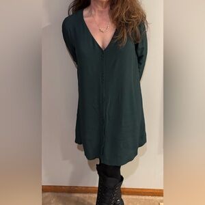 Madewell Deep Green Button-Down Dress
